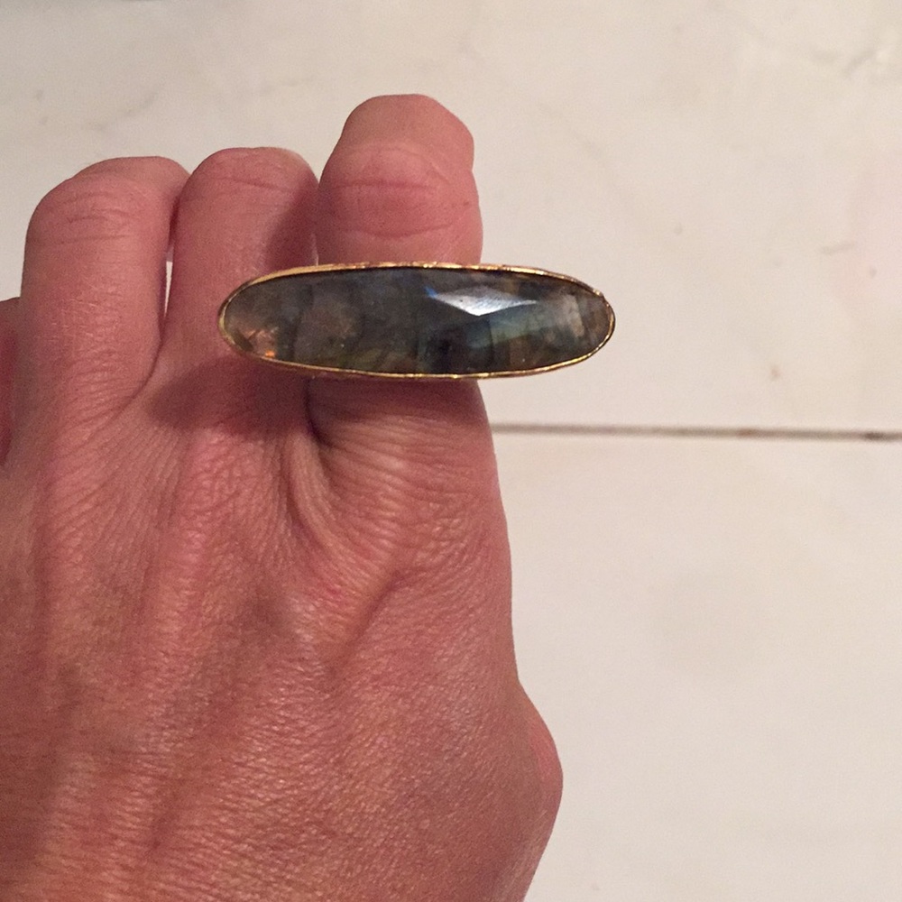 Oversized gemstone adjustable ring